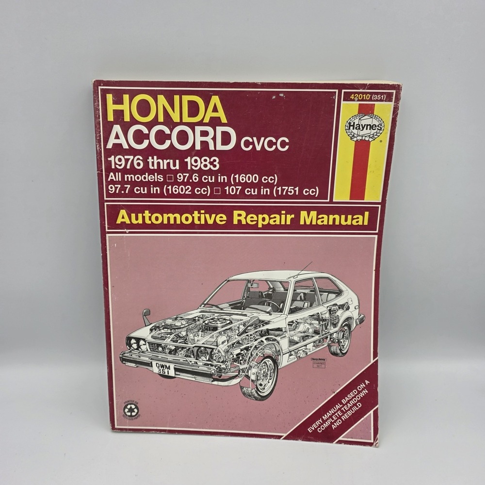 Haynes 42010 (351) Honda Accord CVCC 1976-1983 Automotive Repair Manual Book
